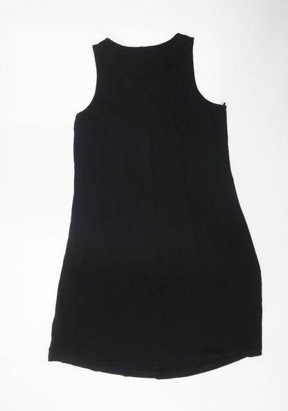 Marks and Spencer Womens Black Viscose Tank Dress Size 8 Boat Neck Pullover