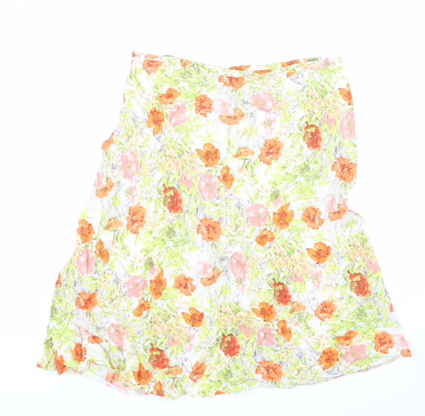 Marks and Spencer Womens Multicoloured Floral Viscose Swing Skirt Size 14 Zip