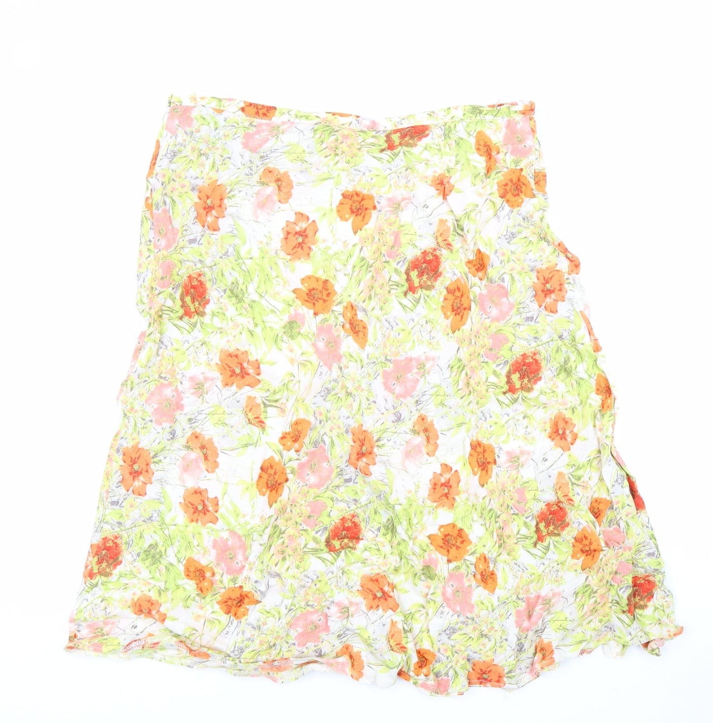 Marks and Spencer Womens Multicoloured Floral Viscose Swing Skirt Size 14 Zip
