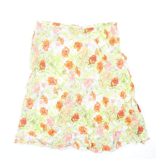 Marks and Spencer Womens Multicoloured Floral Viscose Swing Skirt Size 14 Zip