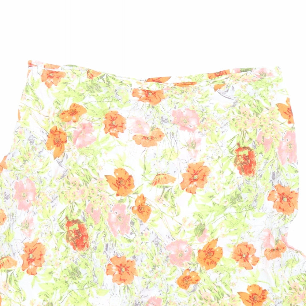 Marks and Spencer Womens Multicoloured Floral Viscose Swing Skirt Size 14 Zip