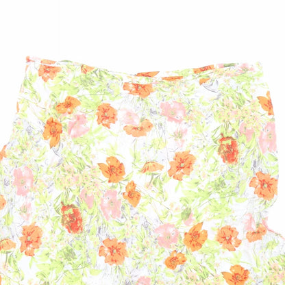 Marks and Spencer Womens Multicoloured Floral Viscose Swing Skirt Size 14 Zip