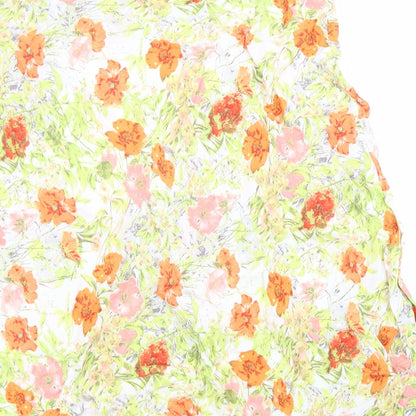 Marks and Spencer Womens Multicoloured Floral Viscose Swing Skirt Size 14 Zip