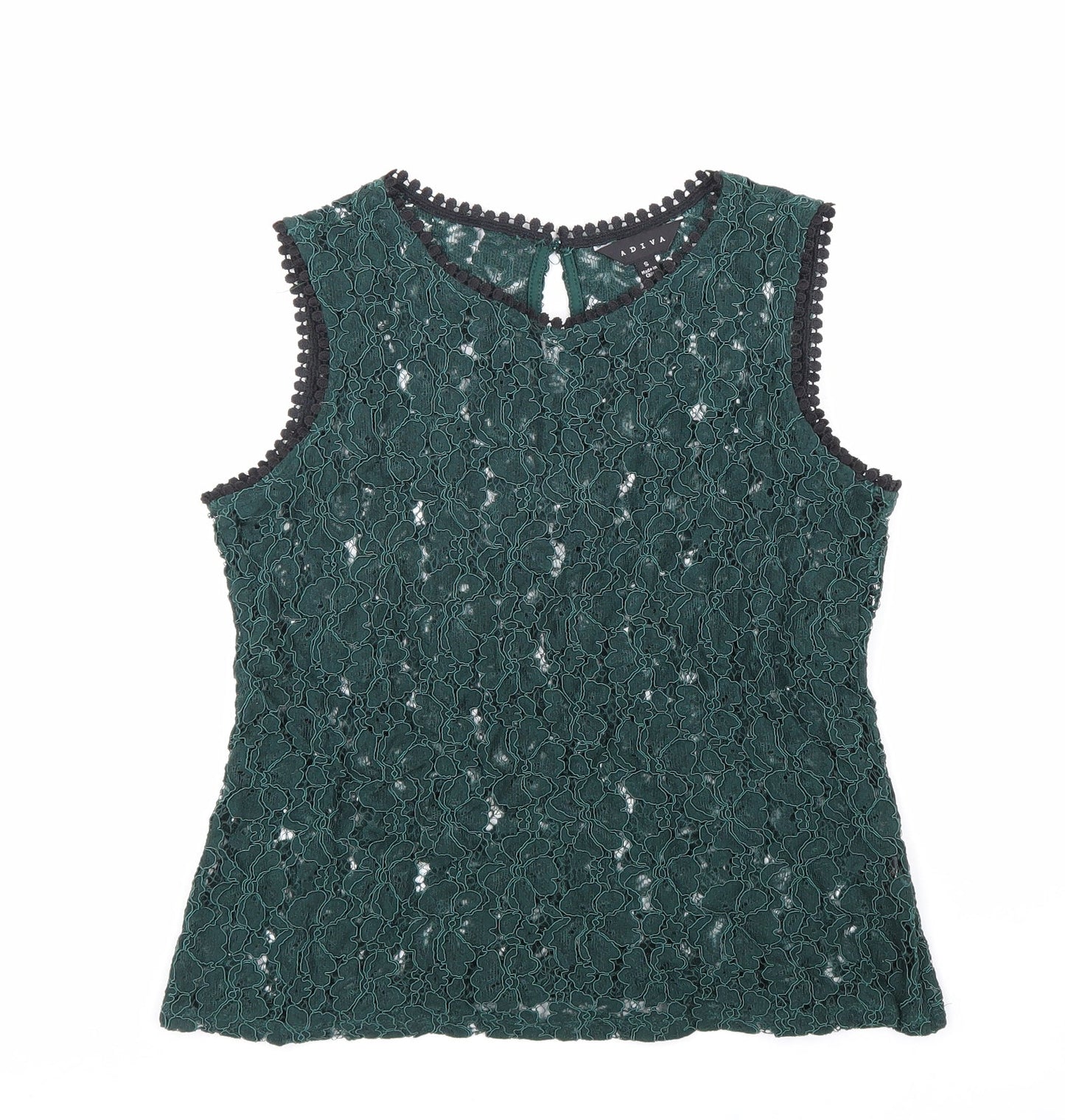 Womens UK Size S ADIVA Green Basic Tank