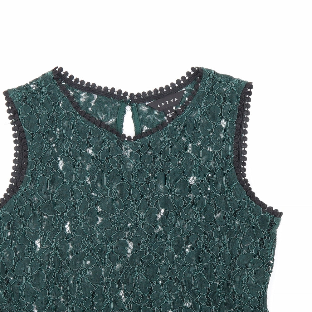 Womens UK Size S ADIVA Green Basic Tank