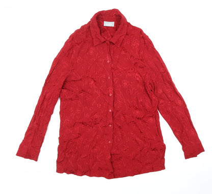 Womens UK Size 14 Wallis Red Basic Button-Up