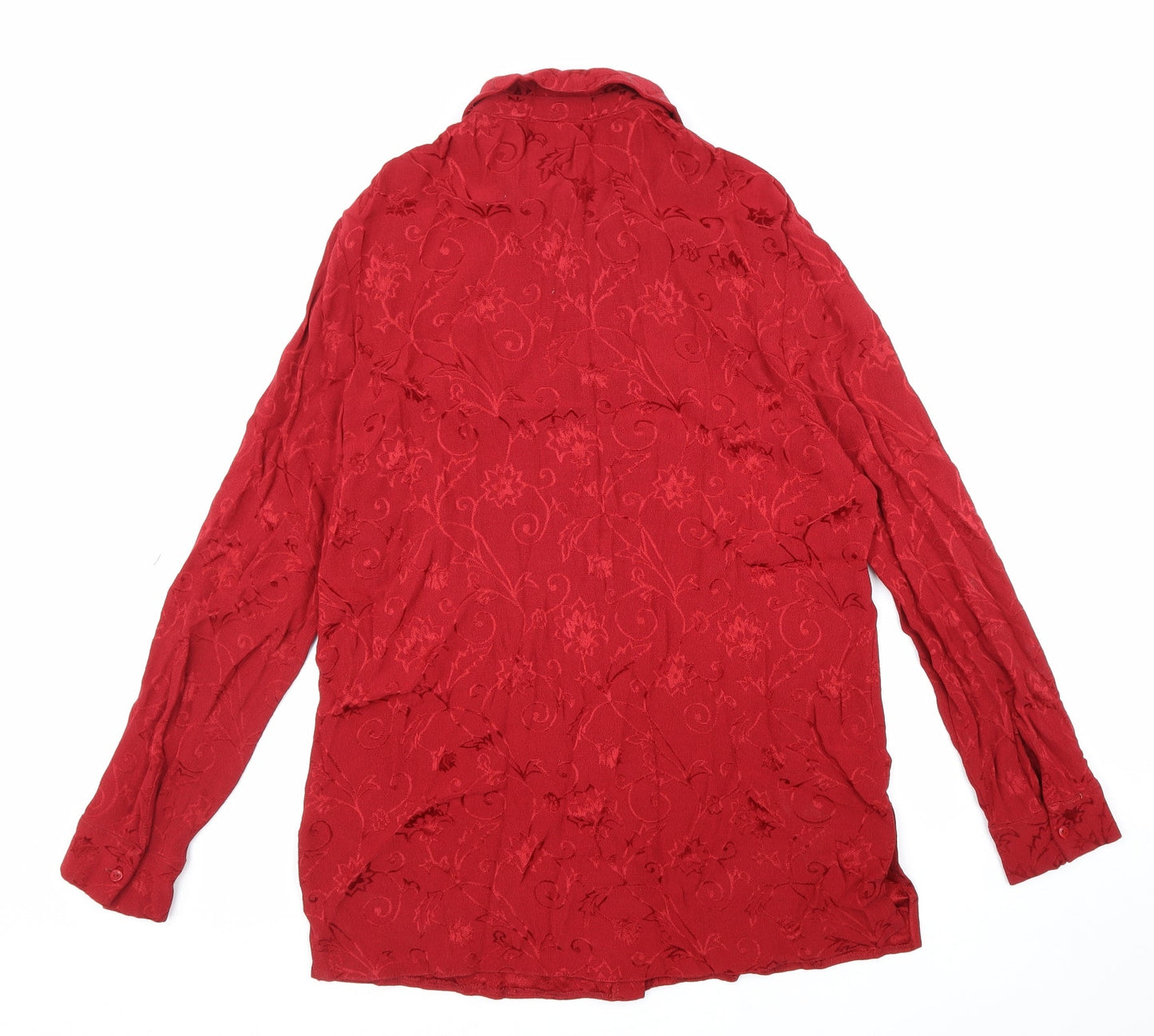 Womens UK Size 14 Wallis Red Basic Button-Up