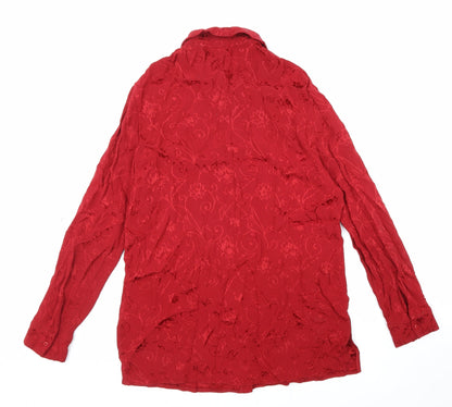 Womens UK Size 14 Wallis Red Basic Button-Up