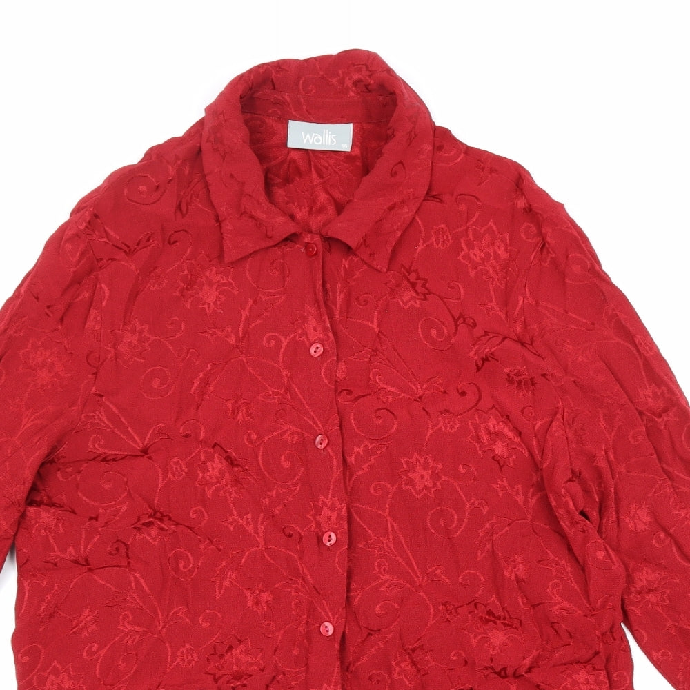 Womens UK Size 14 Wallis Red Basic Button-Up