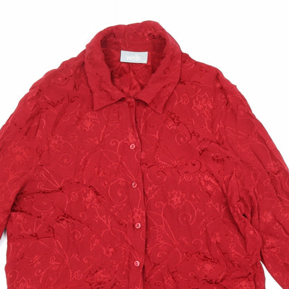 Womens UK Size 14 Wallis Red Basic Button-Up