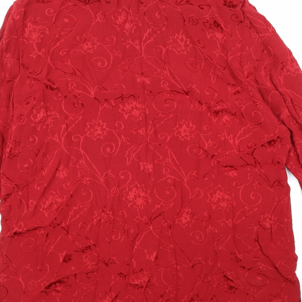 Womens UK Size 14 Wallis Red Basic Button-Up