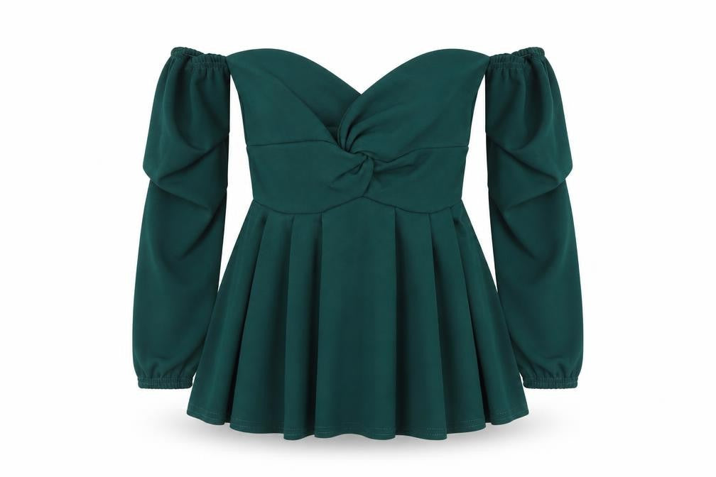 Womens UK Size 6 Boohoo Green Basic Blouse