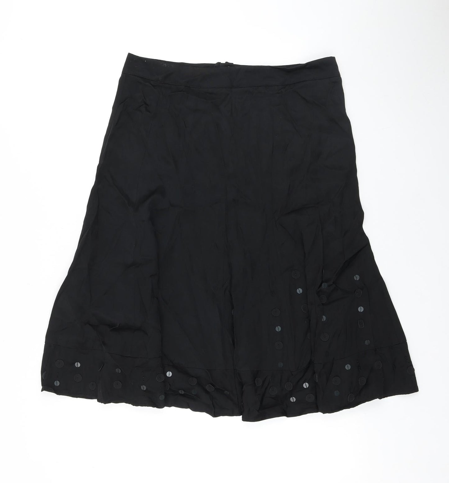 Per Una Womens Black Viscose Swing Skirt Size 12 Zip