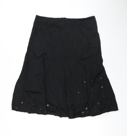 Per Una Womens Black Viscose Swing Skirt Size 12 Zip