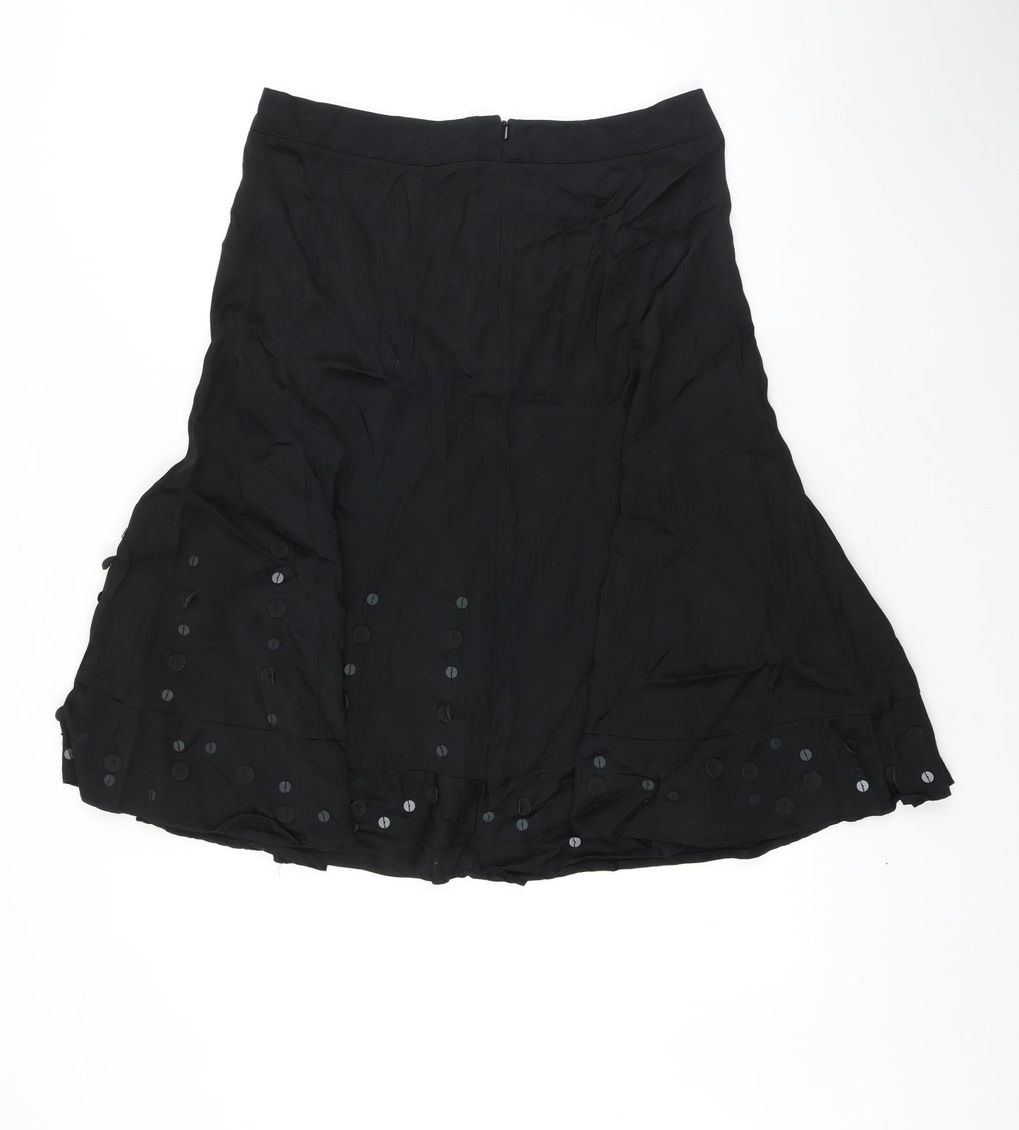 Per Una Womens Black Viscose Swing Skirt Size 12 Zip