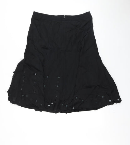 Per Una Womens Black Viscose Swing Skirt Size 12 Zip