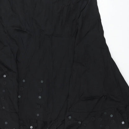 Per Una Womens Black Viscose Swing Skirt Size 12 Zip