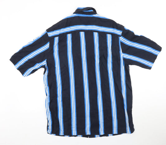 Mens UK Size S H&M Blue  Button-Up Short Sleeve Casual Shirt