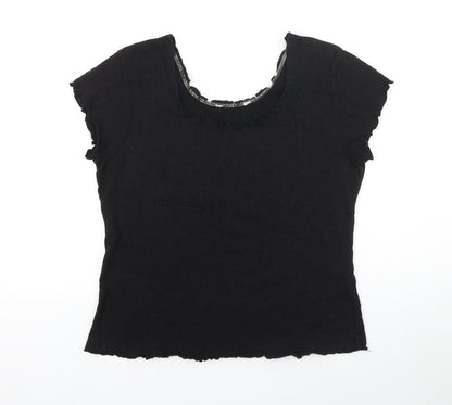 Womens UK Size L Mackays Black Basic T-Shirt