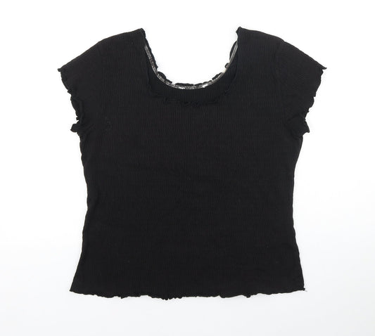 Womens UK Size L Mackays Black Basic T-Shirt