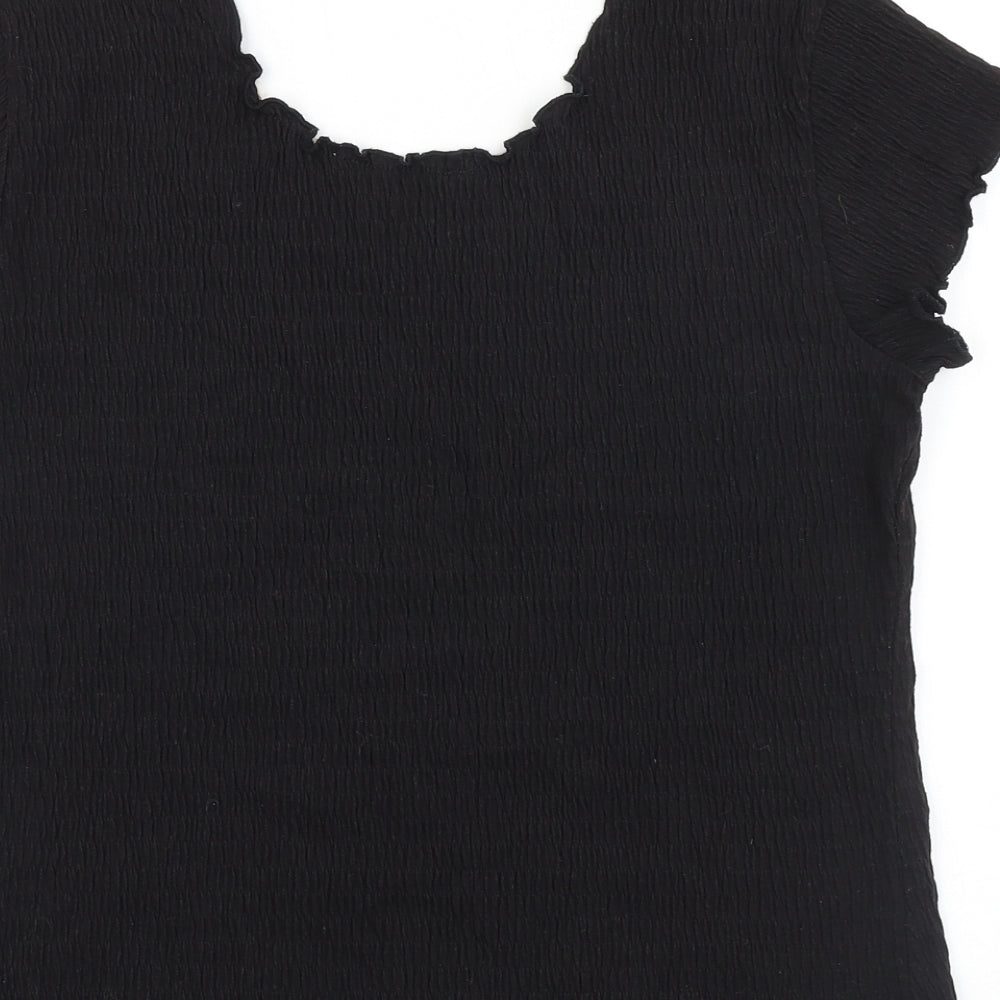 Womens UK Size L Mackays Black Basic T-Shirt