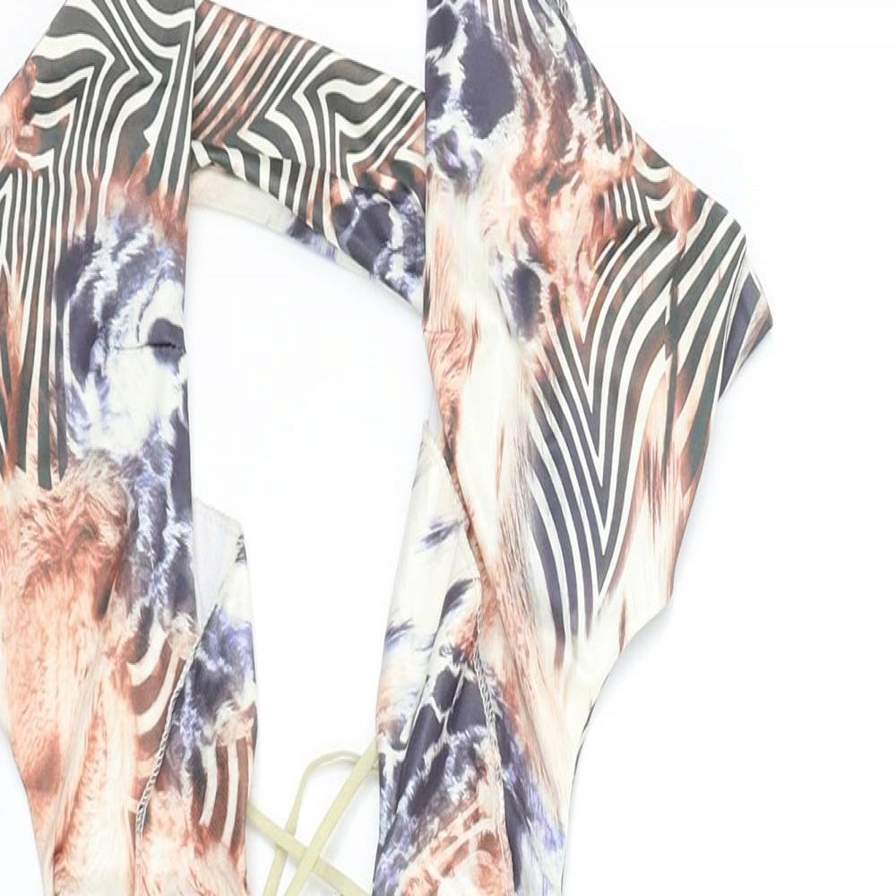 Preworn Womens Multicoloured Geometric Polyester Mini Size S Halter Pullover