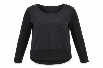 Pep Womens Black Polyester Basic Blouse Size M Scoop Neck