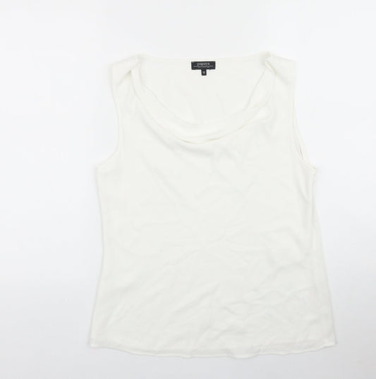 Papaya Womens Ivory Polyester Basic Tank Size 12 Cowl Neck