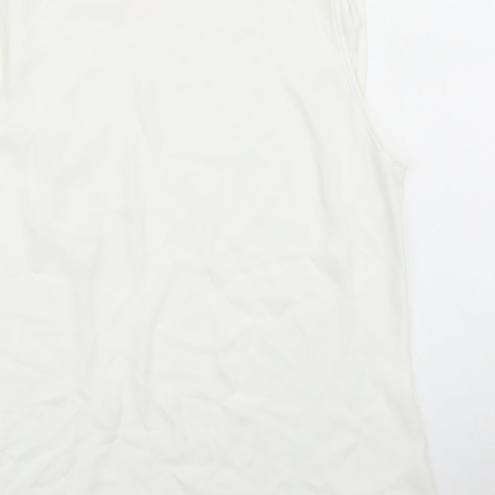 Papaya Womens Ivory Polyester Basic Tank Size 12 Cowl Neck