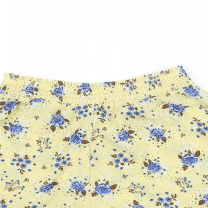 Monki Womens Yellow Geometric Polyester Basic Shorts Size S Regular Pull On