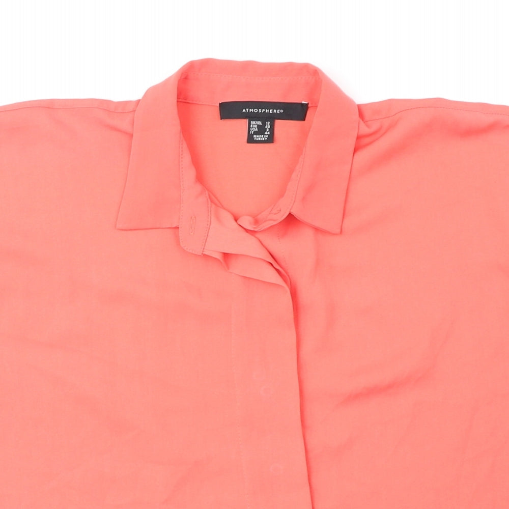 Womens UK Size 12 Atmosphere Orange Basic Button-Up