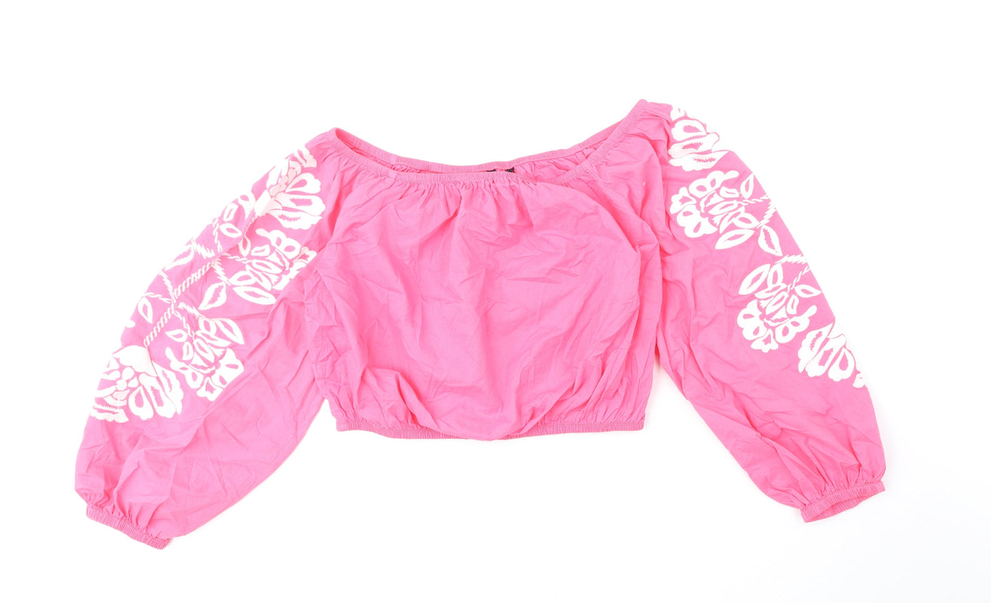 Womens UK Size 14 Marks and Spencer Pink Cropped Blouse
