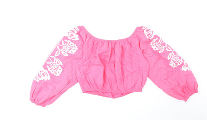 Womens UK Size 14 Marks and Spencer Pink Cropped Blouse
