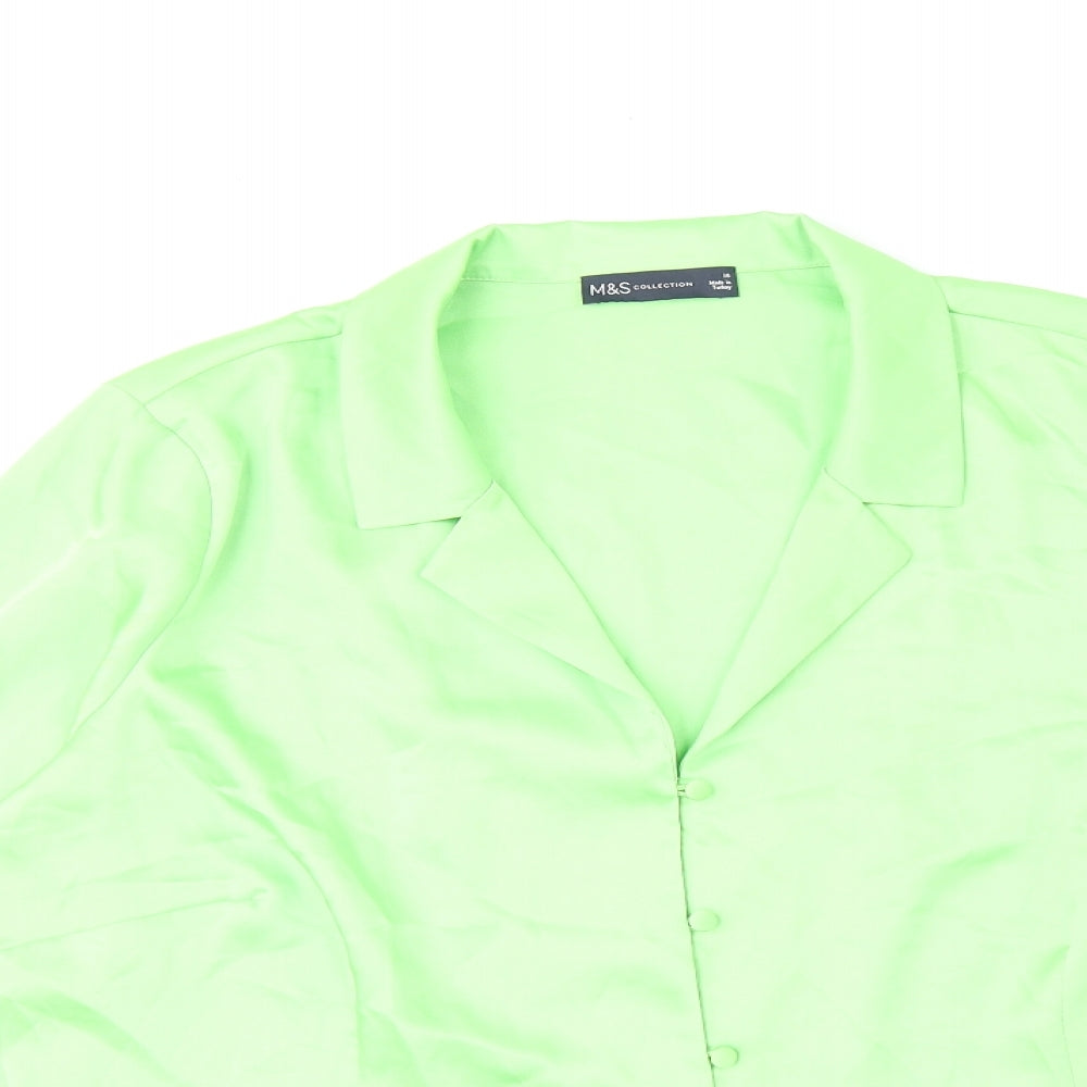 Womens UK Size 18 Marks and Spencer Green Basic Button-Up