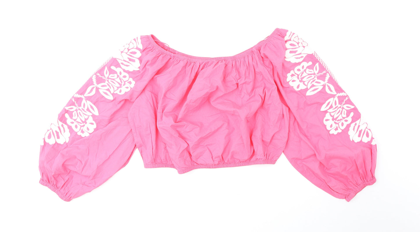 Womens UK Size 20 Marks and Spencer Pink Cropped Blouse
