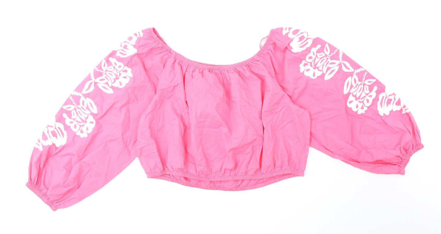 Womens UK Size 20 Marks and Spencer Pink Cropped Blouse