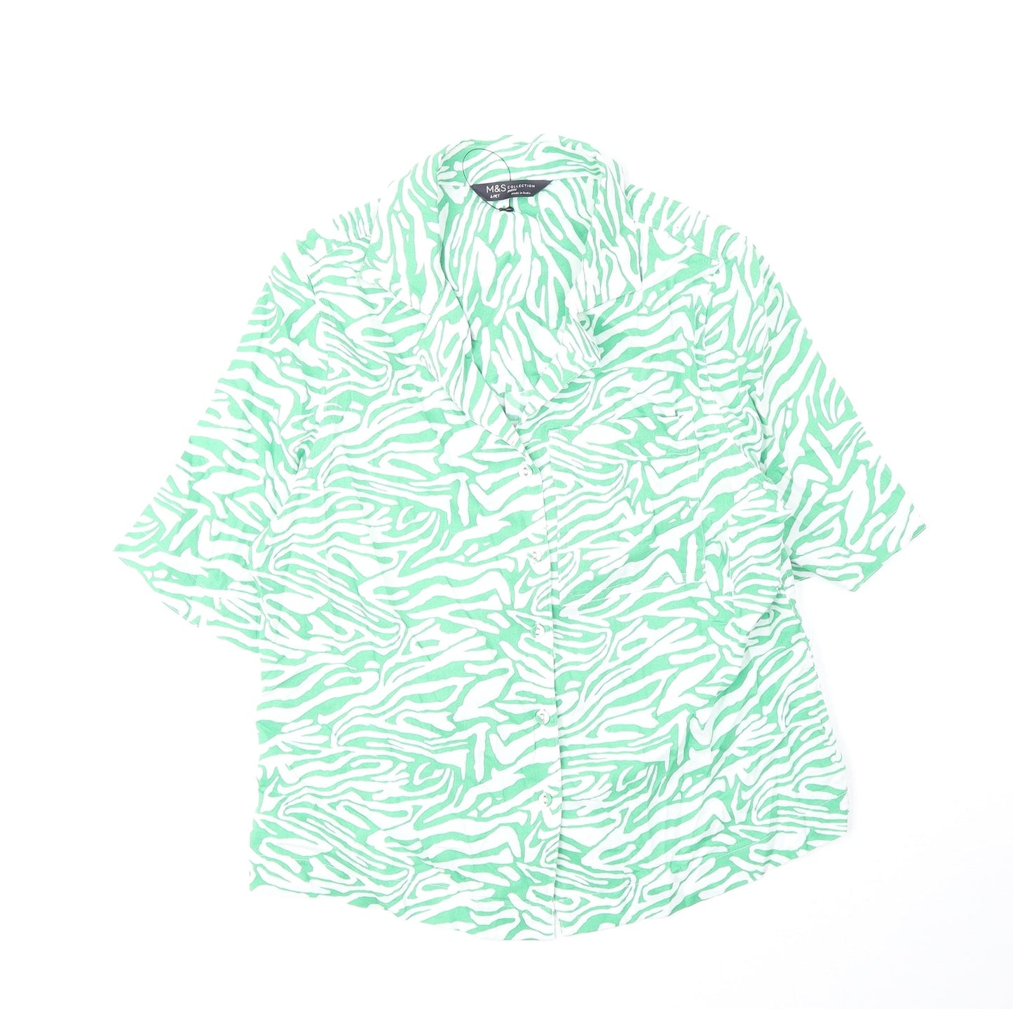 Womens UK Size 6 Marks and Spencer Green Basic Button-Up