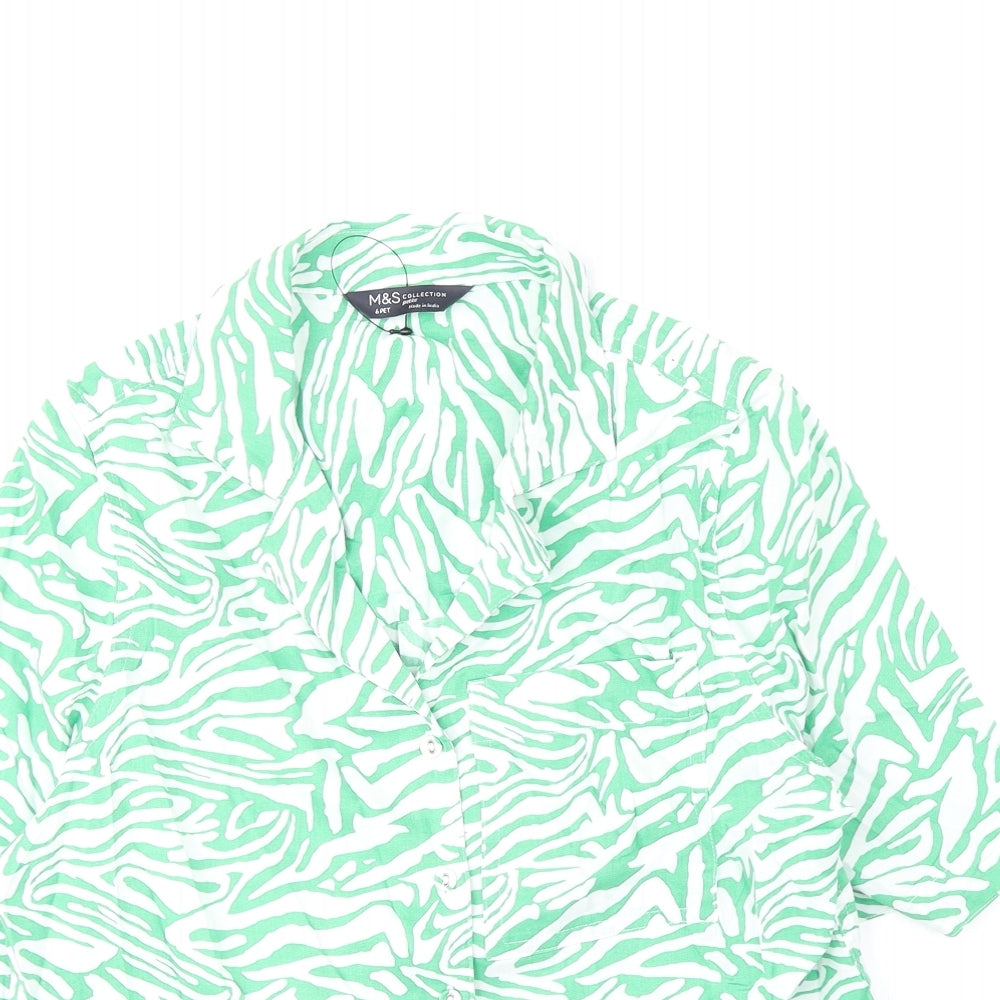 Womens UK Size 6 Marks and Spencer Green Basic Button-Up