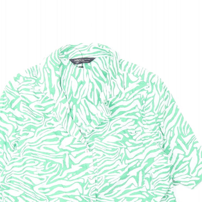 Womens UK Size 6 Marks and Spencer Green Basic Button-Up