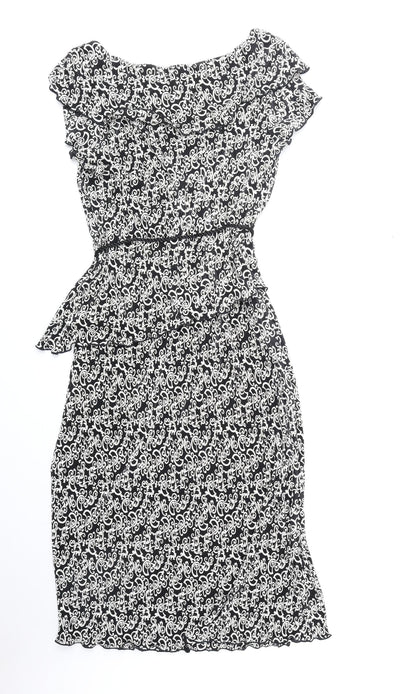 Dressbarn Womens Black Geometric Polyester Pencil Dress Size 8 Off the Shoulder Pullover
