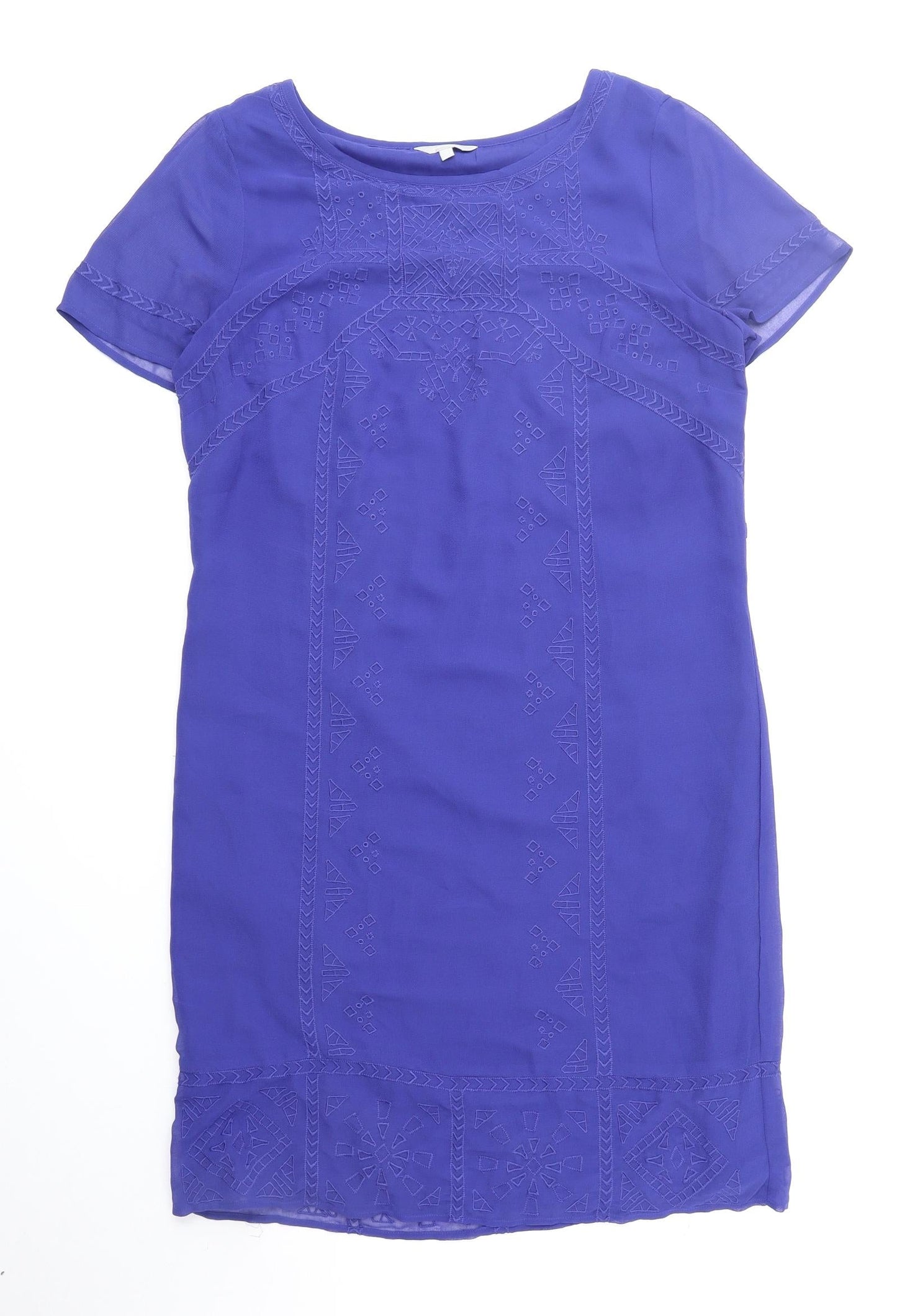 Per Una Womens Blue Polyester T-Shirt Dress Size 12 Boat Neck Pullover