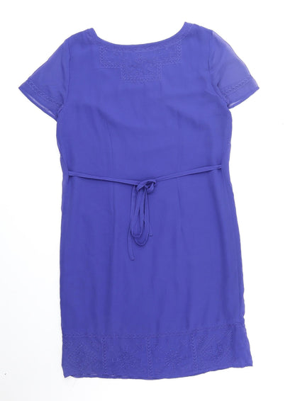 Per Una Womens Blue Polyester T-Shirt Dress Size 12 Boat Neck Pullover