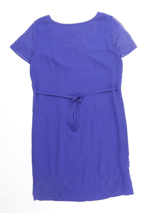 Per Una Womens Blue Polyester T-Shirt Dress Size 12 Boat Neck Pullover