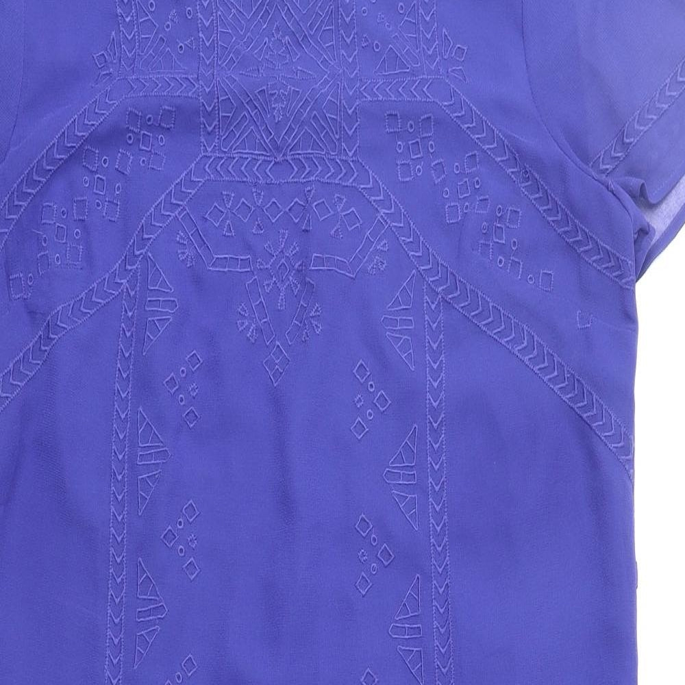 Per Una Womens Blue Polyester T-Shirt Dress Size 12 Boat Neck Pullover