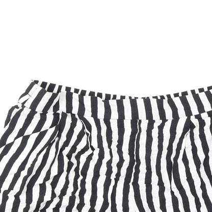 H&M Womens Black Striped Viscose Basic Shorts Size 6 Regular
