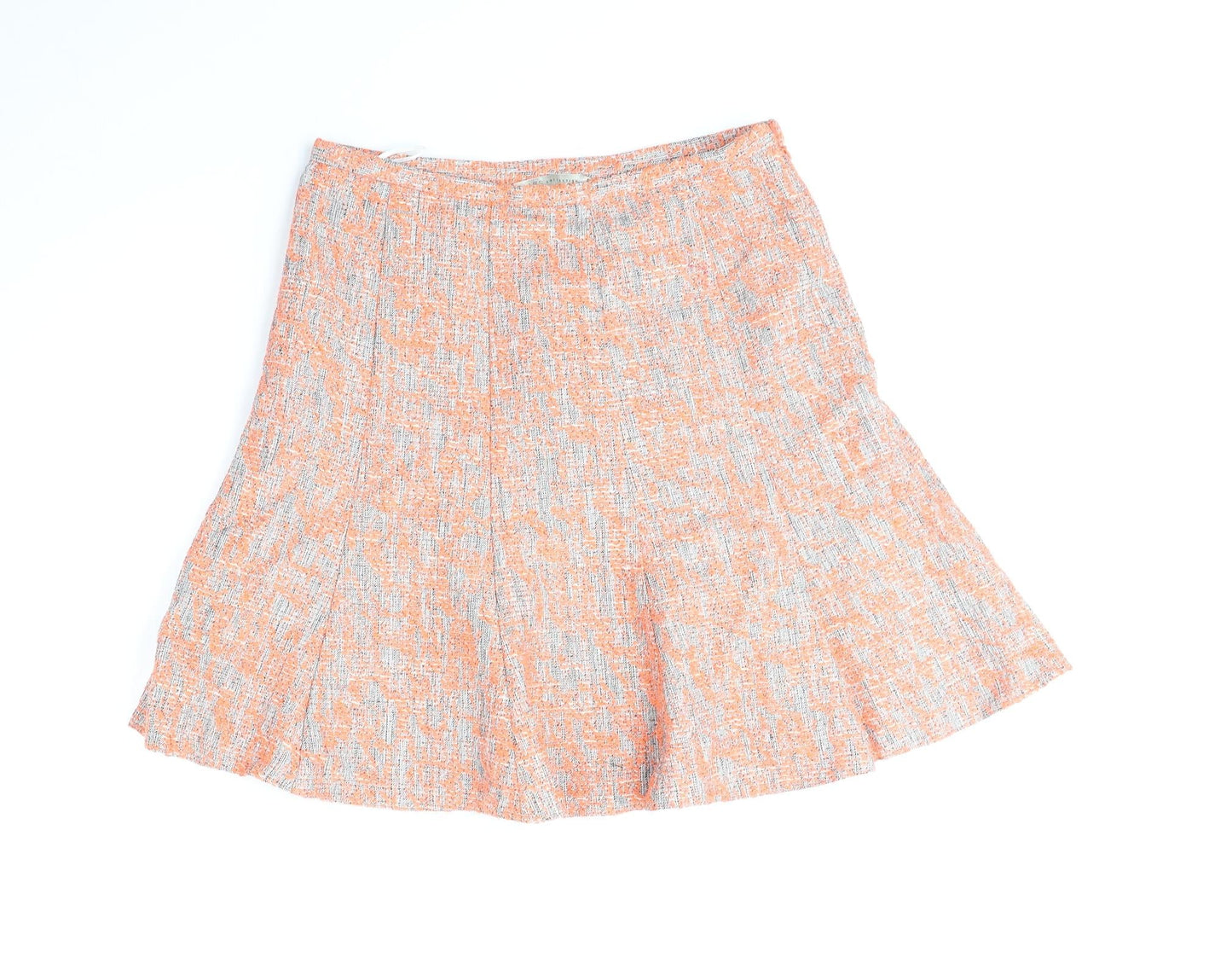 Marks and Spencer Womens Orange Polyester Skater Skirt Size 8 Zip