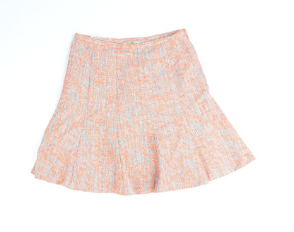 Marks and Spencer Womens Orange Polyester Skater Skirt Size 8 Zip