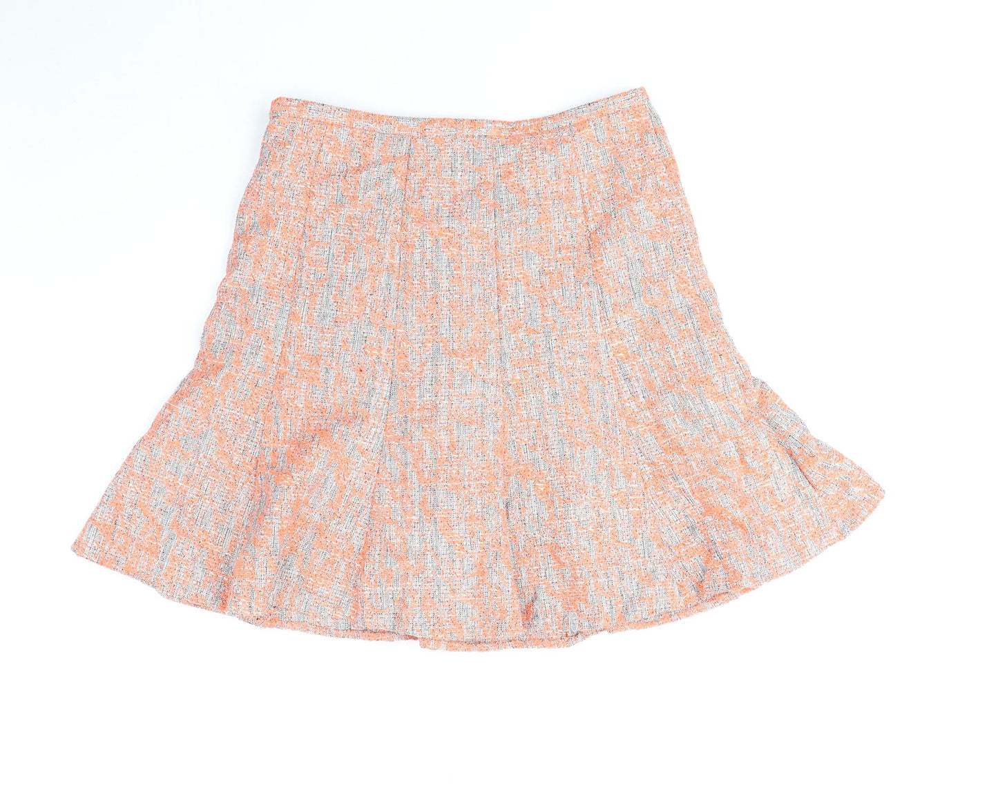 Marks and Spencer Womens Orange Polyester Skater Skirt Size 8 Zip