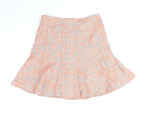 Marks and Spencer Womens Orange Polyester Skater Skirt Size 8 Zip