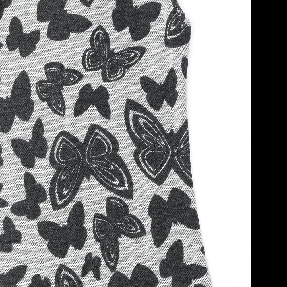 Mela London Womens Grey Geometric Acrylic Tank Dress Size 12 Round Neck Pullover - Butterfly Pattern